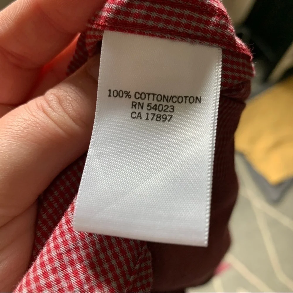Banana Republic Red Micro Plaid Button Down Shirt
